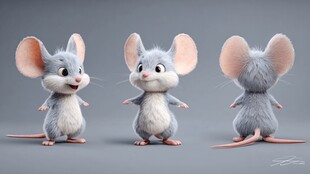可爱小老鼠三视角展示