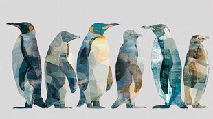 几何风格企鹅列队图