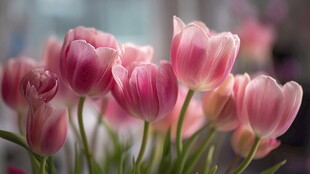 粉色郁金香特写花卉美