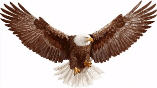 展翅翱翔的白头海雕