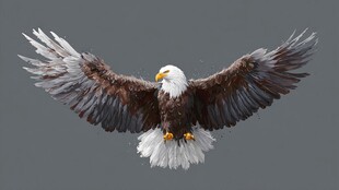 展翅翱翔的白头海雕