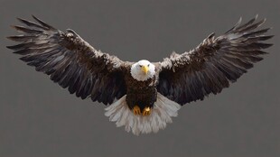 展翅翱翔的白头海雕