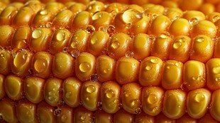 水润金黄玉米粒特写