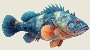 奇幻斑斓海鱼插画