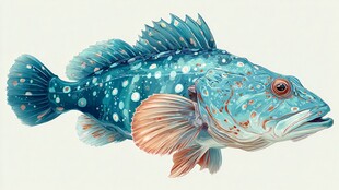 蓝色斑点鱼的精美插画