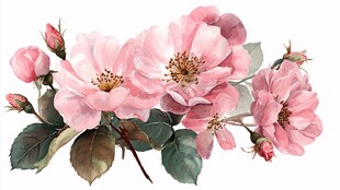 娇艳粉色蔷薇花绽放