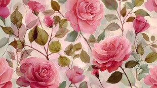 粉色玫瑰花卉图案壁纸