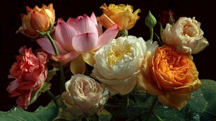 多彩花卉组合绽放之美