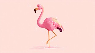 粉色火烈鸟优雅单腿站立