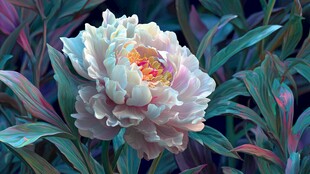 梦幻色彩绽放的唯美牡丹