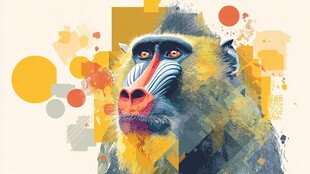 色彩斑斓的山魈插画