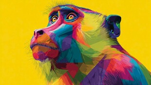 多彩几何风猴子头像插画