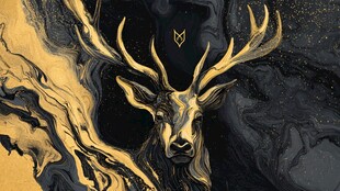 黑金风格鹿头艺术插画