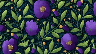 紫色花卉植物无缝图案