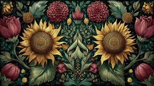 复古花卉图案 向日葵装饰画