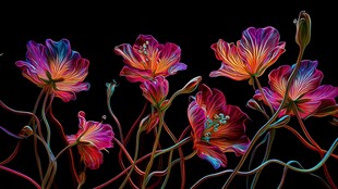 梦幻绚丽花卉绽放图