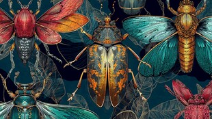 多彩甲虫艺术插画图案