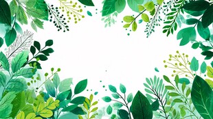 清新绿叶边框背景图