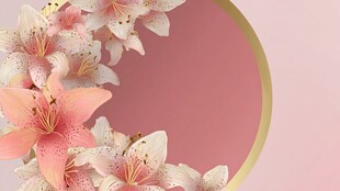 粉色百合环绕的优雅背景