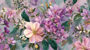 梦幻紫粉花卉图案背景