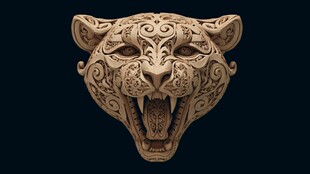 兽首木雕 精美传统纹饰造型