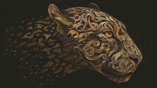 豹头图腾艺术绘