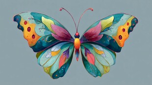 梦幻多彩蝴蝶插画