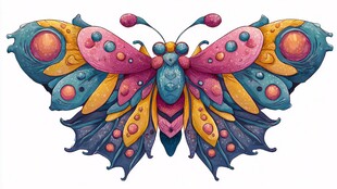 梦幻多彩蝴蝶插画