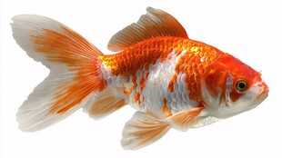 橙白相间金鱼优雅游动