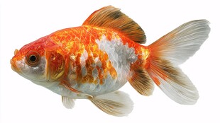 橙白相间金鱼优雅姿态