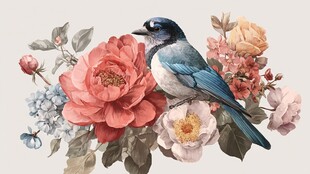 花鸟相依 浪漫自然景致