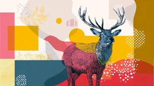 多彩几何背景下的麋鹿形象