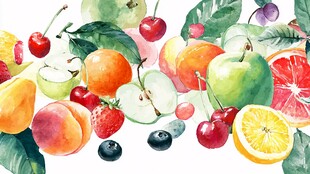 缤纷水彩绘就多彩水果世界