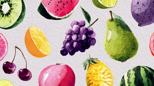 多彩手绘水果图案设计