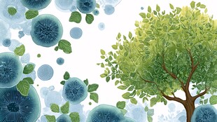 绿树与微观细胞梦幻图景