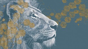 狮子头像 金色元素艺术画