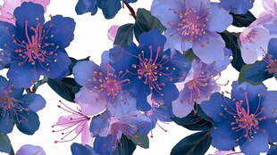 蓝色花卉图案 唯美清新