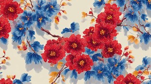红蓝花卉图案精美纹理