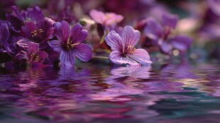水中紫花绽放的美丽瞬间