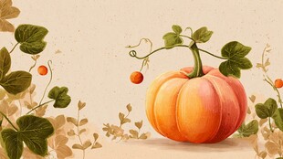 秋日南瓜插画 藤蔓相伴