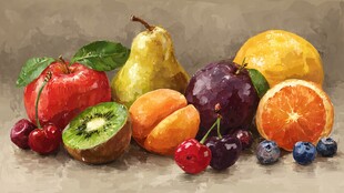 缤纷多彩水果静物画