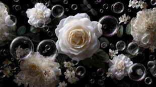 梦幻白花与泡泡的唯美组合