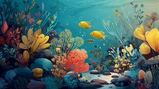 梦幻海底世界的多彩景观