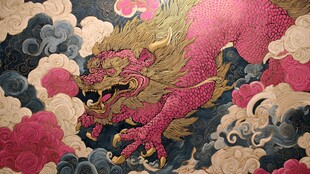 中式龙纹壁画精美图案