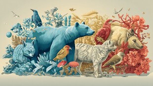 多彩野生动物的奇幻聚会