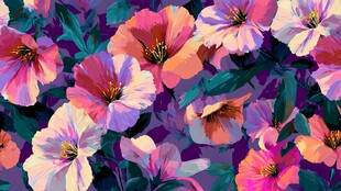 绚丽多彩花卉图案插画