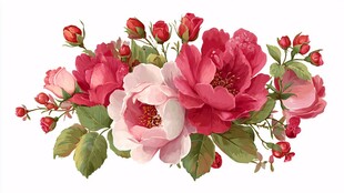 浪漫多彩花卉组合插画