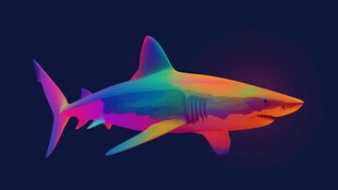 炫彩霓虹鲨鱼梦幻图像