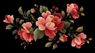 复古风粉色花卉图案设计