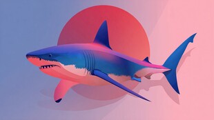 梦幻渐变鲨鱼插画